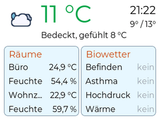 Seite 1: Temperatur und Biowetter